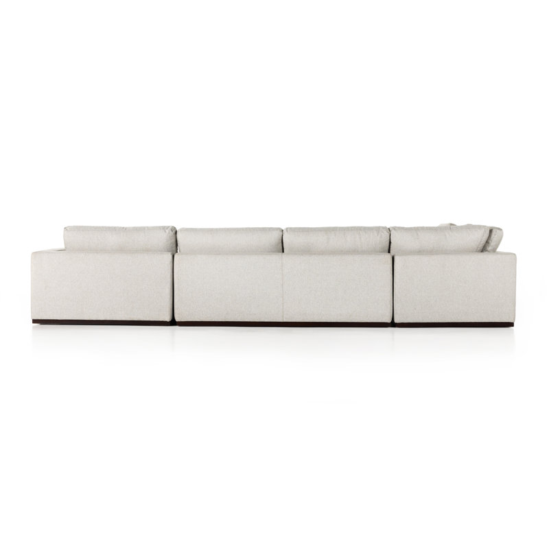 Colt 161" Wide Genuine Leather Left Hand Facing Sofa & Chaise, Left Hand Facing, Aldred Silver Polyester Blend