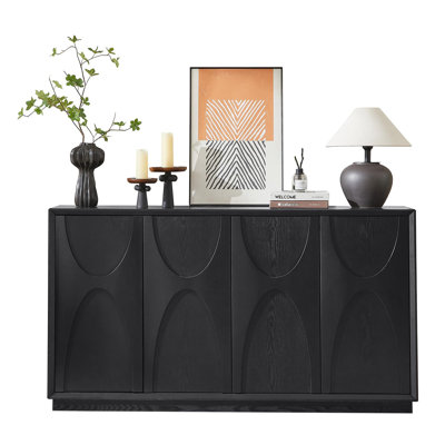 Alvayero 59.69" Modern Sideboard – 2-Inch Classic arched solid wood doors with a retro feel