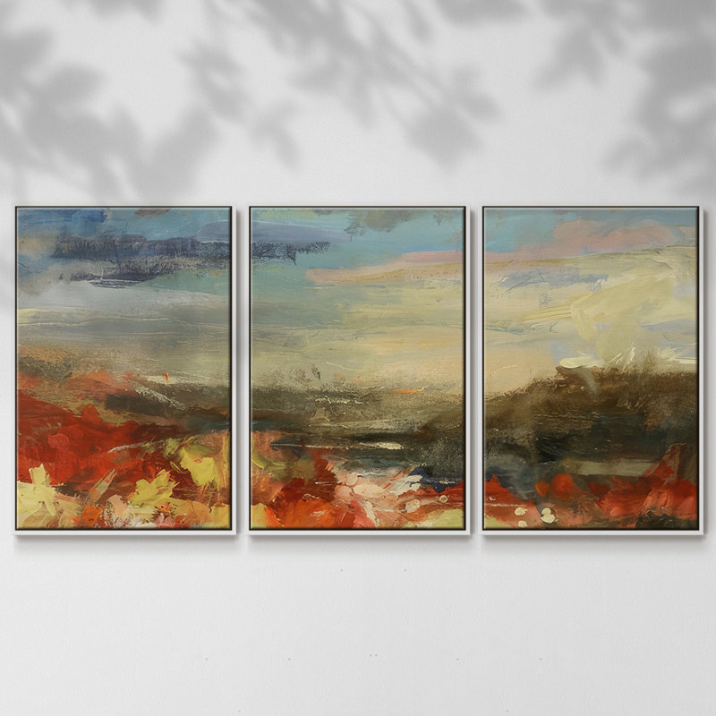 Étude de paysage - Toile encadrée à pièces multiples - 1172109C, Cadre blanc, H 40 po x l 78 po x P 2 po