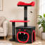 Gothic Cat Tree, Cat Tower with Sisal Scratching Posts, Cute Cat Condo, Coffin-Shaped Platform, Cat Bed and Spider Toy, Halloween Themed Pet Furniture