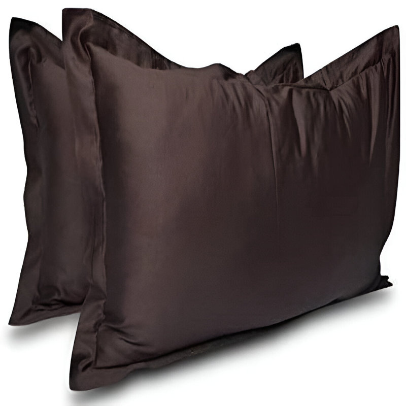 400TC Sateen Solid Cotton Pillow Sham, Chocolate