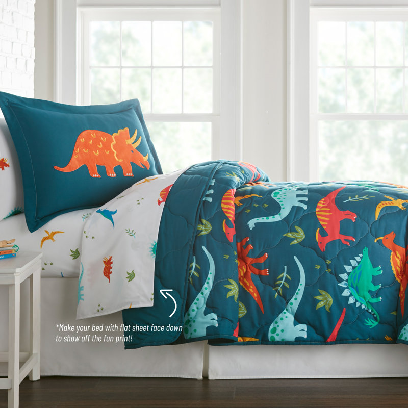 Jurassic Dinosaurs Blue Microfiber Twin Bedding Set