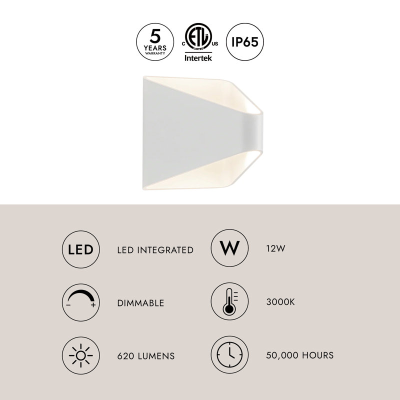 Ellis LED Outdoor Sconce, White