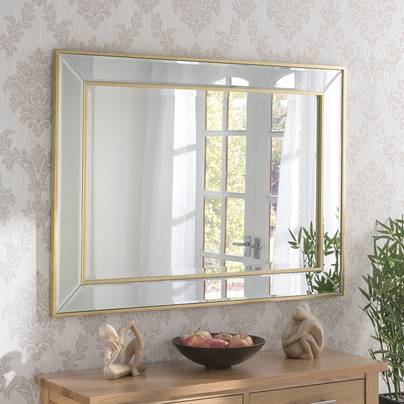 Seamus Bevelled Angled Framed Wall Mounted Accent Mirror, Soft Gold, 120.5cm H x 95cm W