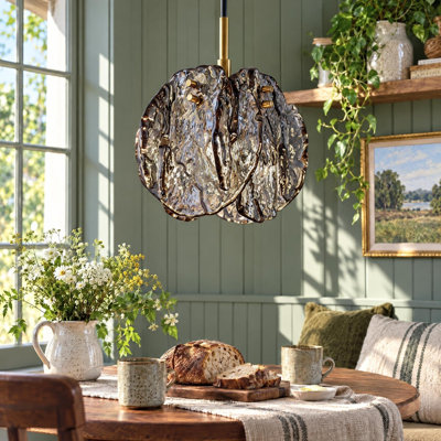 One-Light Smoky Glass Shade Modern Pendant Lights for Bedroom Dining Room Kitchen Living Room