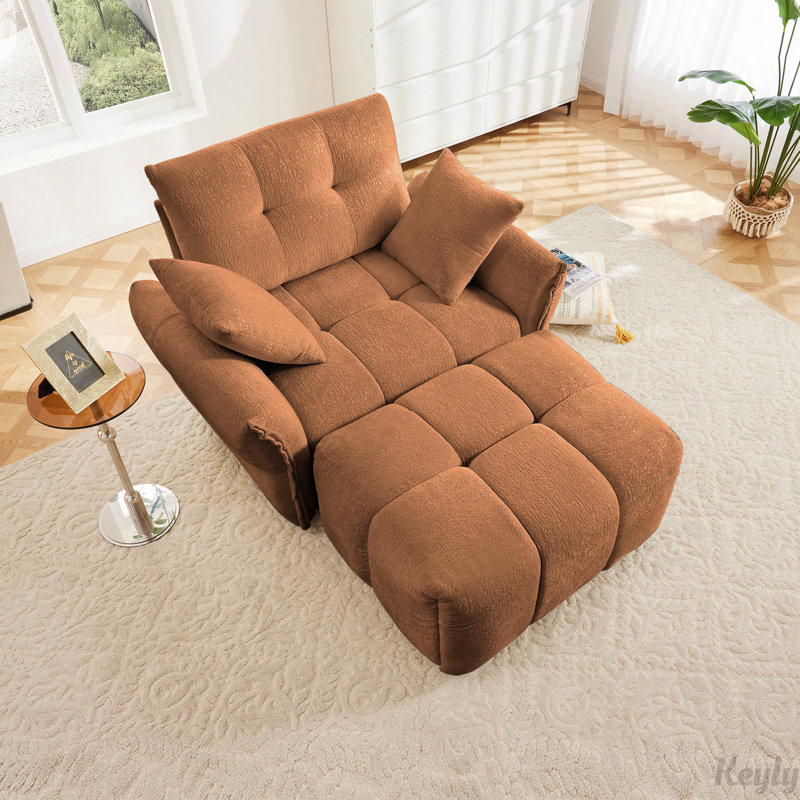 Canapé-lit ergonomique à une place avec repose-pieds, Orange