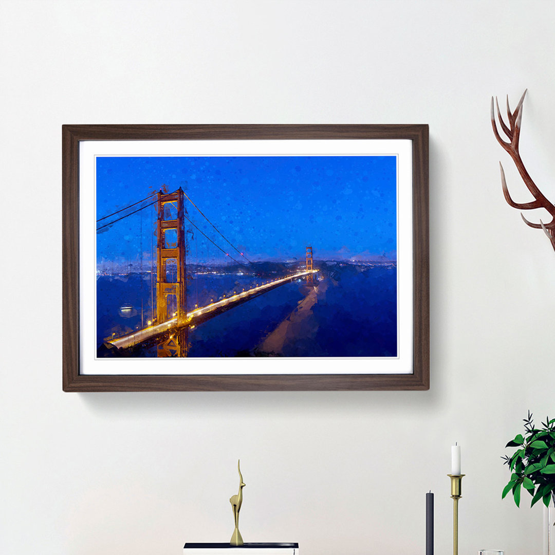 Golden Gate Suspension Bridge in Abstract - Picture Frame Graphic Art Print