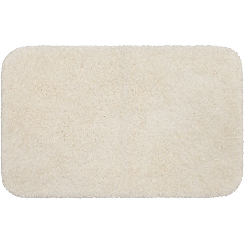 Benedetti Solid Polyester Machine Washable Bath Rug, 17" W x 24" L, Ivory