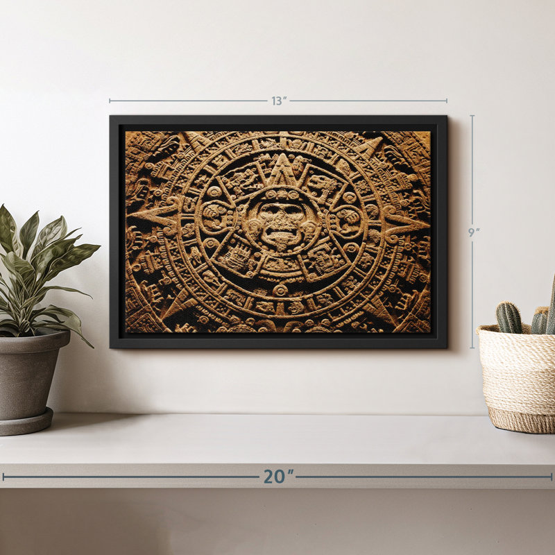 "Calendrier antique aztèque, art mural", H 9 po x l 13 po