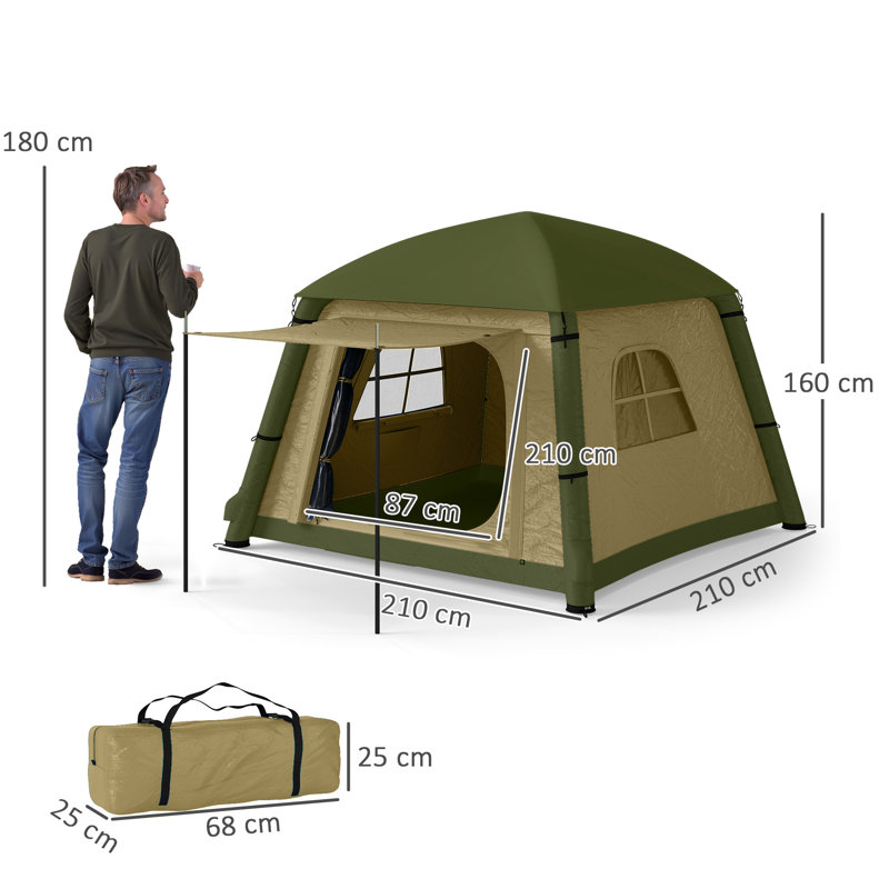 2 Person Tent, Brown/Green