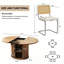 Ensemble de table de salle à manger extensible ronde avec 6 chaises en porte-à-faux-1338094741