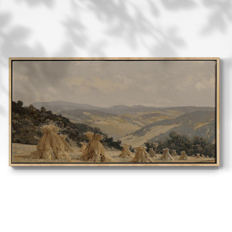 Série paysage - DCCDXLV- Toile tendue avec châssis tendue, prête à être accrochée, H 17 po x l 33 po, Naturel