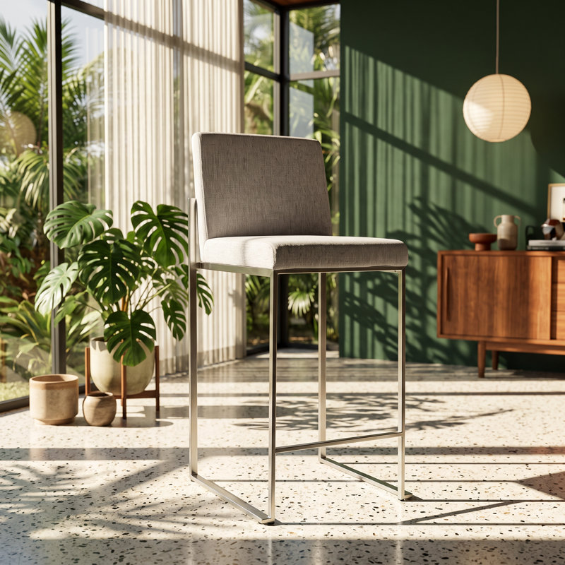 Tabouret de comptoir à dossier haut en acier inoxydable l 19,5 po x P 16,5 po x H 35,5 po Fuji