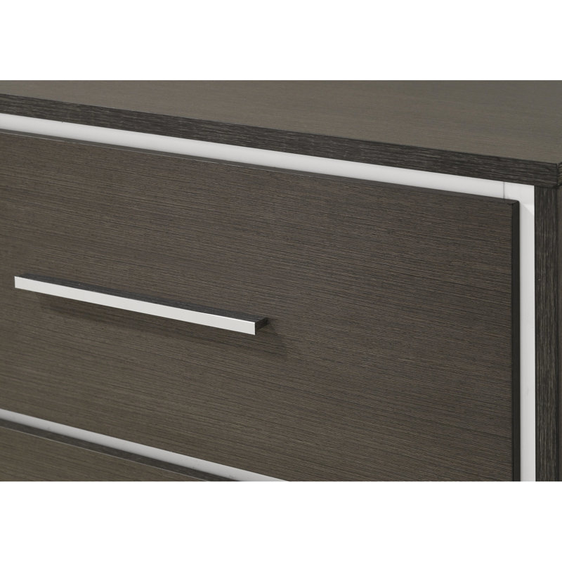 Table de chevet moderne avec 2 tiroirs, finition rustique grise, 2 en rustique