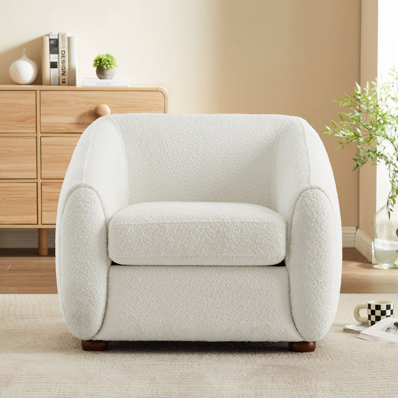 Fauteuil rembourré 36,6 pouces, Boucle blanc