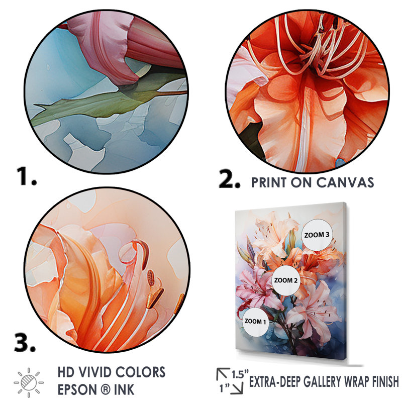 «Joyful Tropical Hibiscus Bouquet II», reproduction d'art sur toile, Cadre flottant doré, H 40 po x l 30 po x P 1,5 po