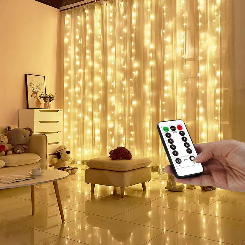 Rideaux lumineux de Noël à télécommande Jahmell, Lumières chaleureuses