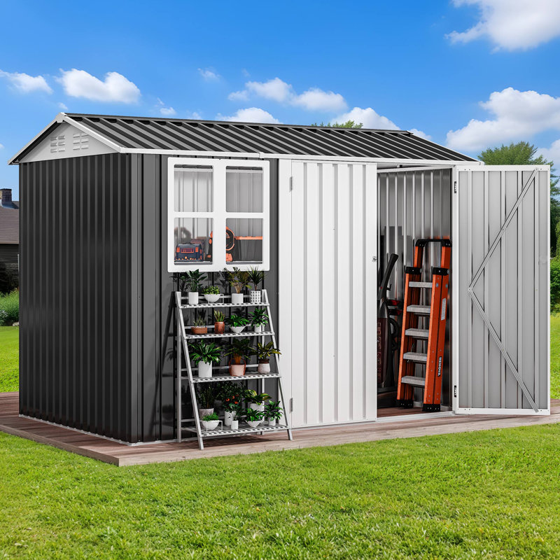 Remise de rangement en acier galvanisé, H 74 po x l 95 po x P 68 po