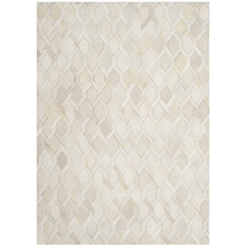 Sevastopol Studio Leather Hand Woven Leather Geometric Rug, Rectangle 4' x 6'