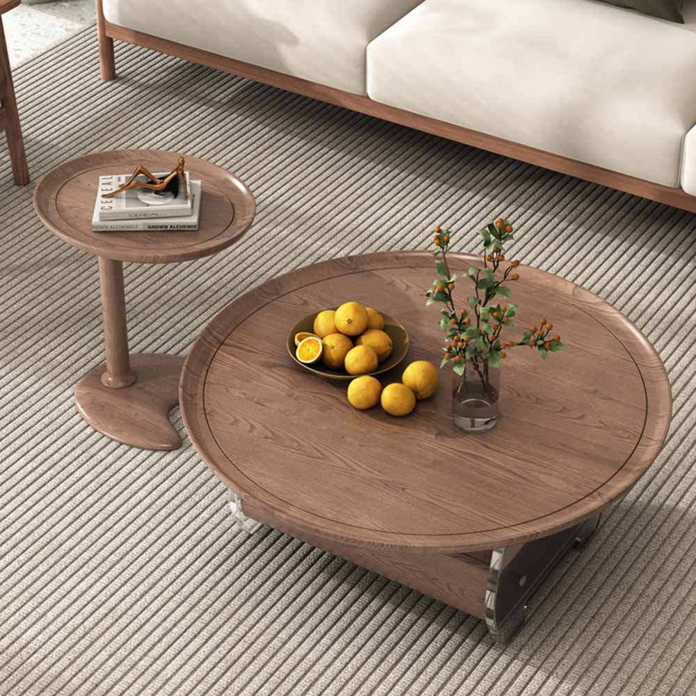 Bkoksety Solid wood new style round creative tea table | Wayfair