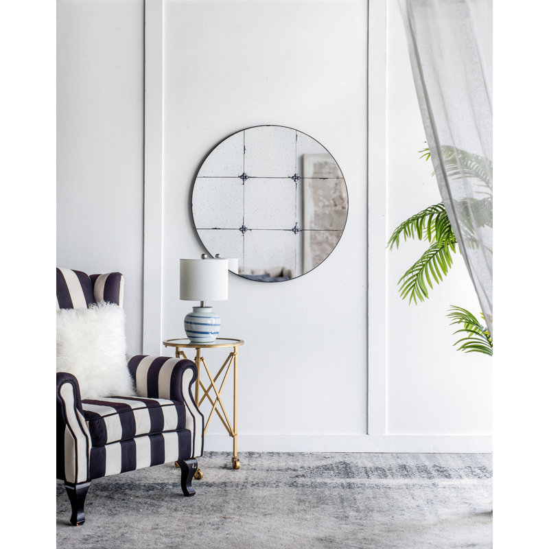 Miroir mural rond en verre antique D36 "