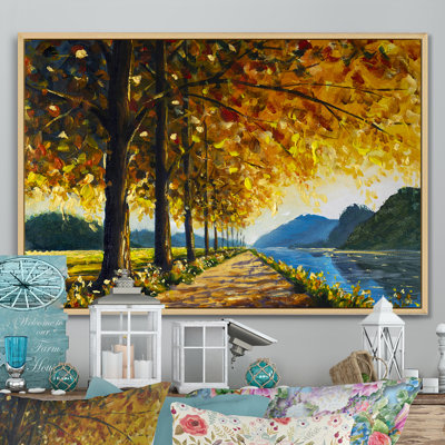 «Sunny Autumn Forest River», reproduction sur toile flottante