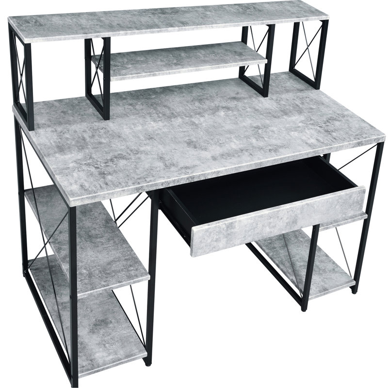 Bureau avec tablettes ouvertes et huche
