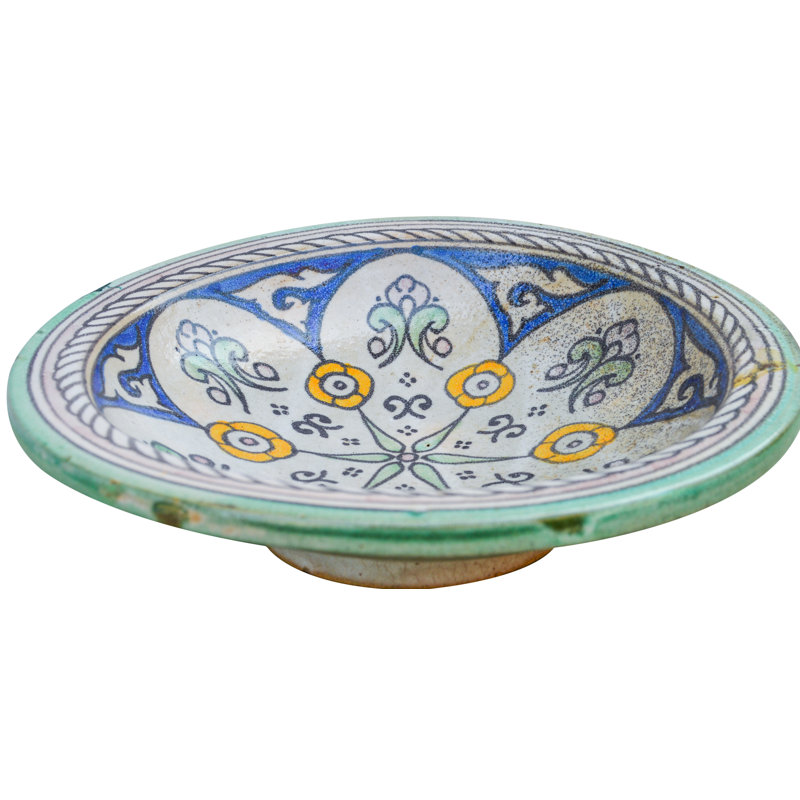 Assiette décorative bohémienne en céramique mauresque en orange / bleu / bleu sarcelle