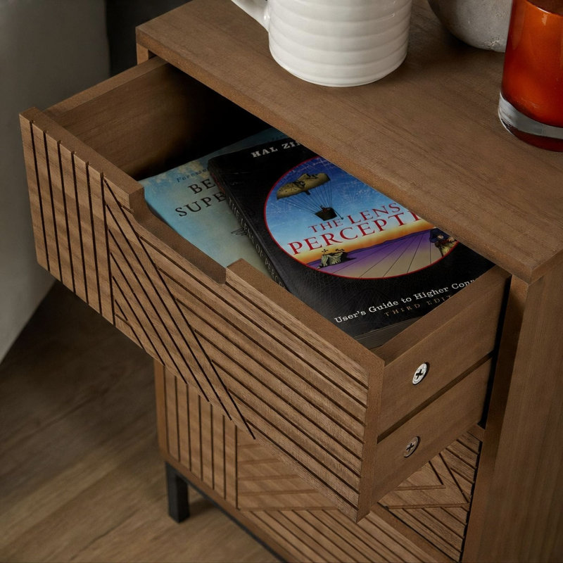 Rett 3 Drawer Wooden Bedside Table Storage Unit