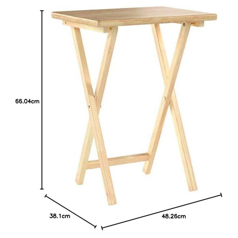 TV Dinner 4-Pack Rectangular Folding Tray Table With Storage Rack, Espresso, 14.6"L X 19"W X 26"H, Natural Wood