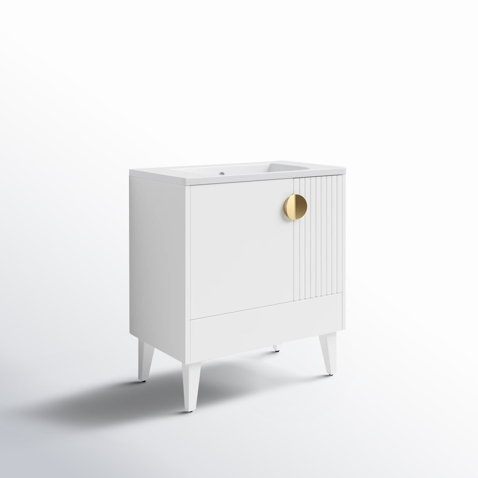 Saimah 30'' Single Bathroom Vanity, White Matte, Satin Brass