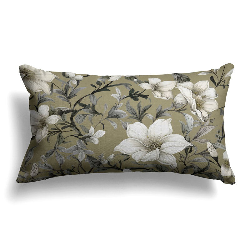 Petal Perfection  Rectangular Throw Pillow, Yellow/Cream