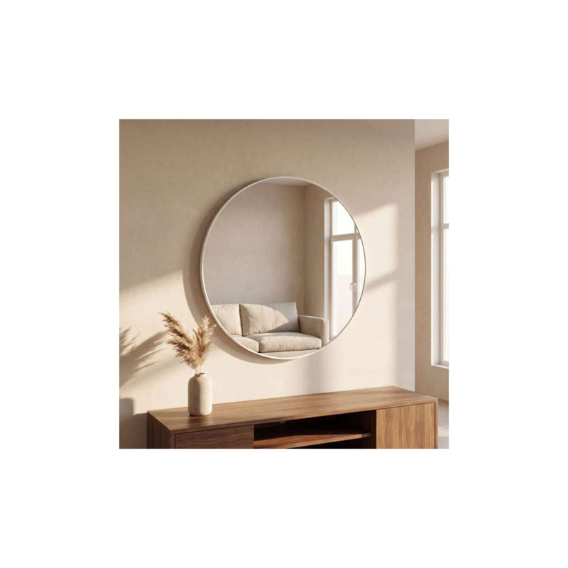 Miroir d'appoint Nieves, Argent, 60 po x 60 po
