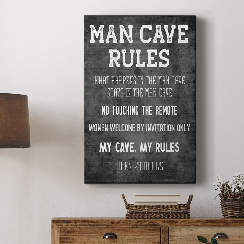 Man Cave Rules -Gallery Wrapped Cavas, 18" H x 12" W