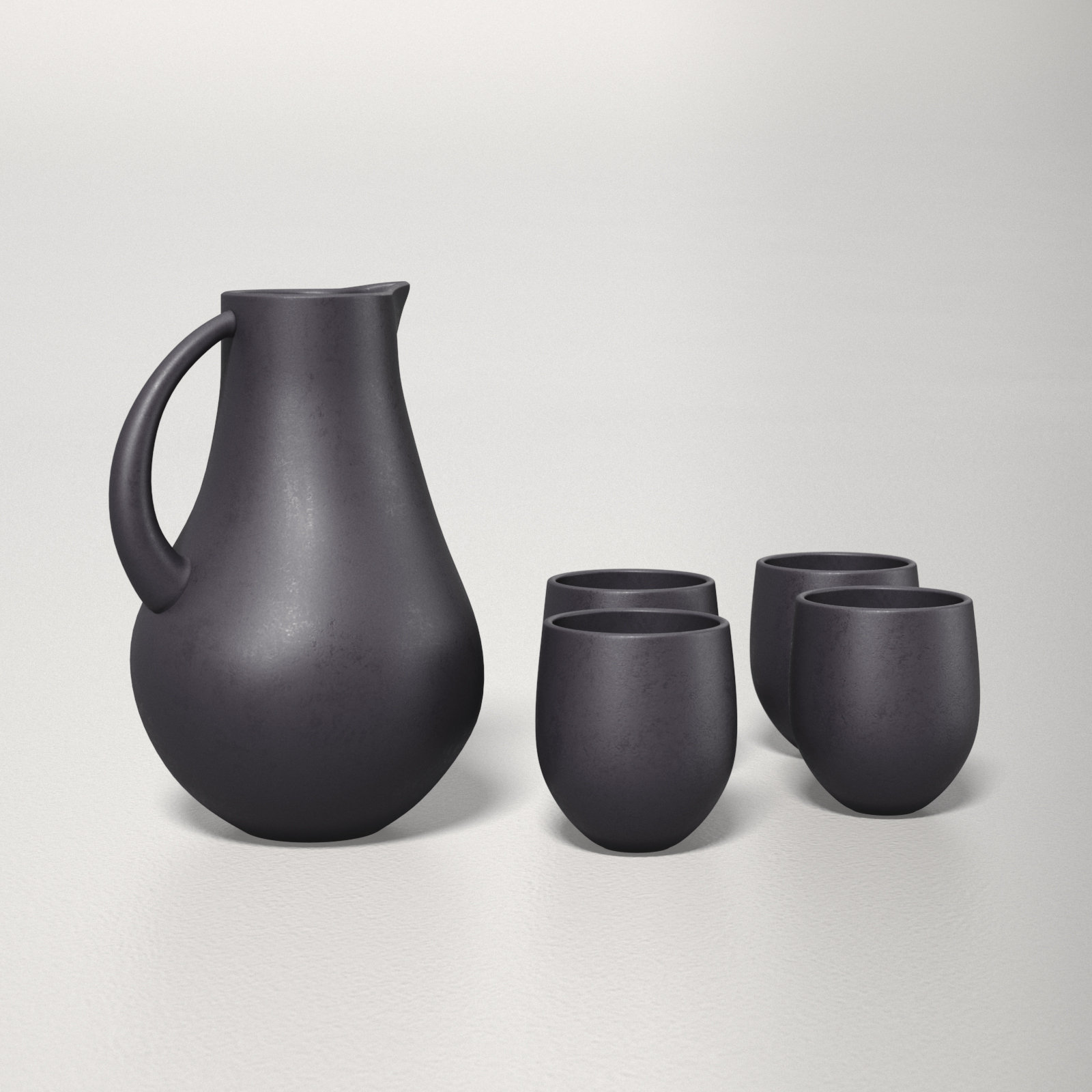 Borgen 5-Piece Stoneware Goblet and Pitcher Set, Basalt