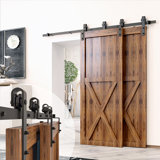 Black Rustic Classic Design Single Track Bypass Two Door Hardware Kit( Door Not Included)