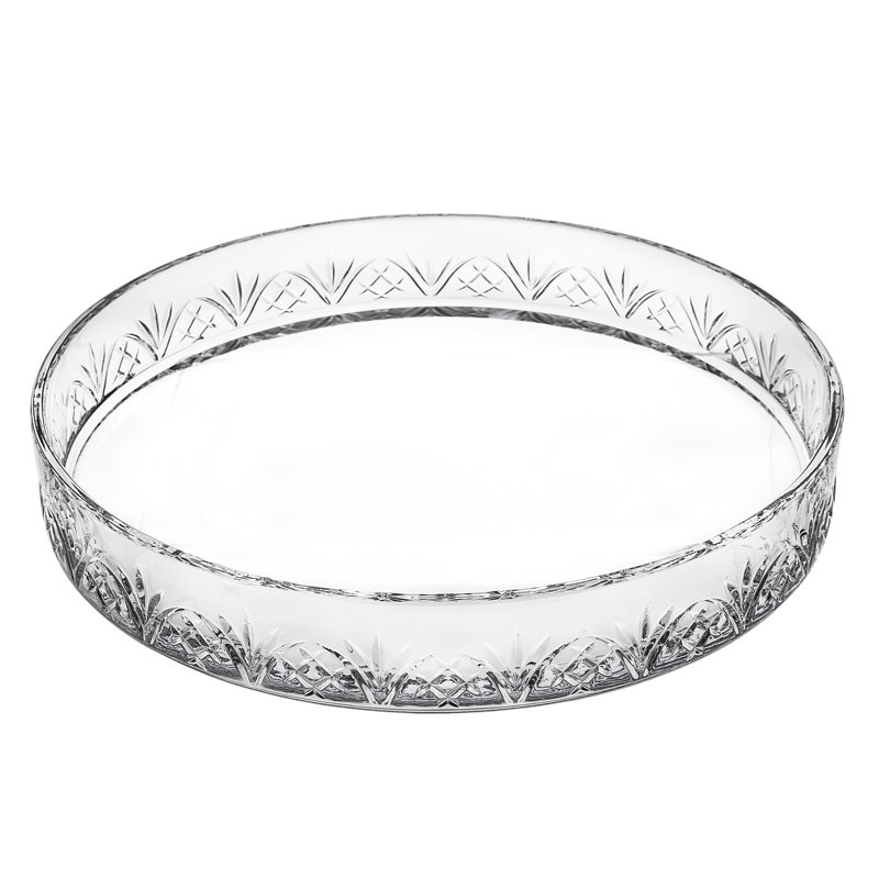 Elegant Dublin Polished Crystal Round Serving Tray