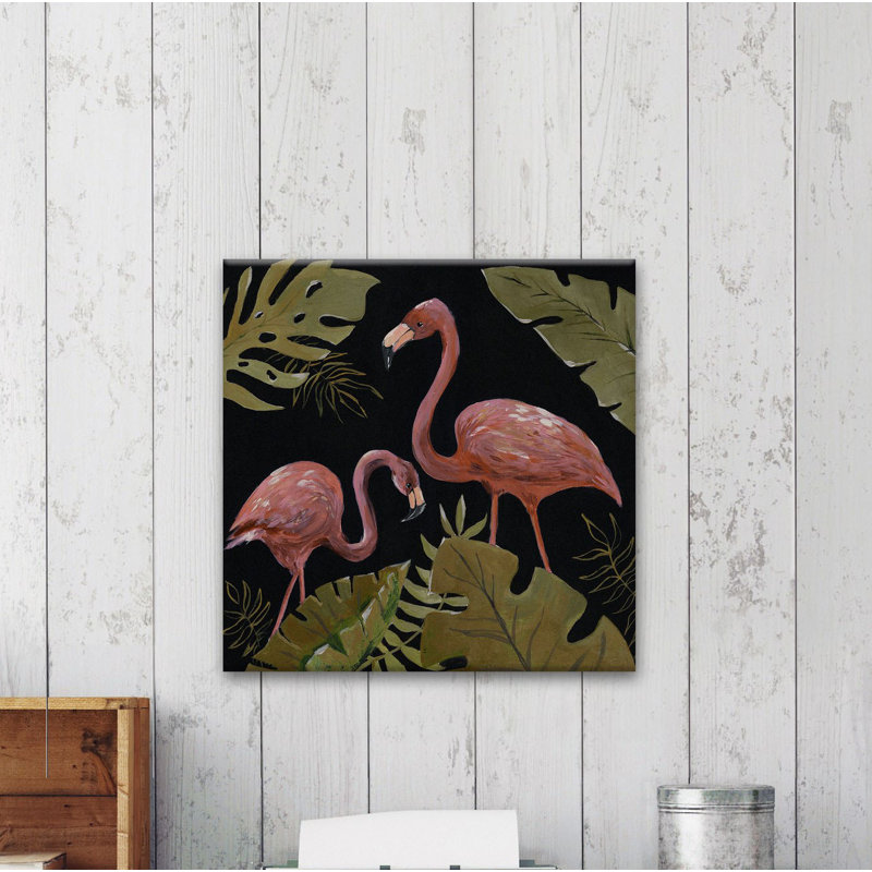 « flamant roses sweetheart i », reproduction sur toile tendue encadrée, 40 po x 40 po