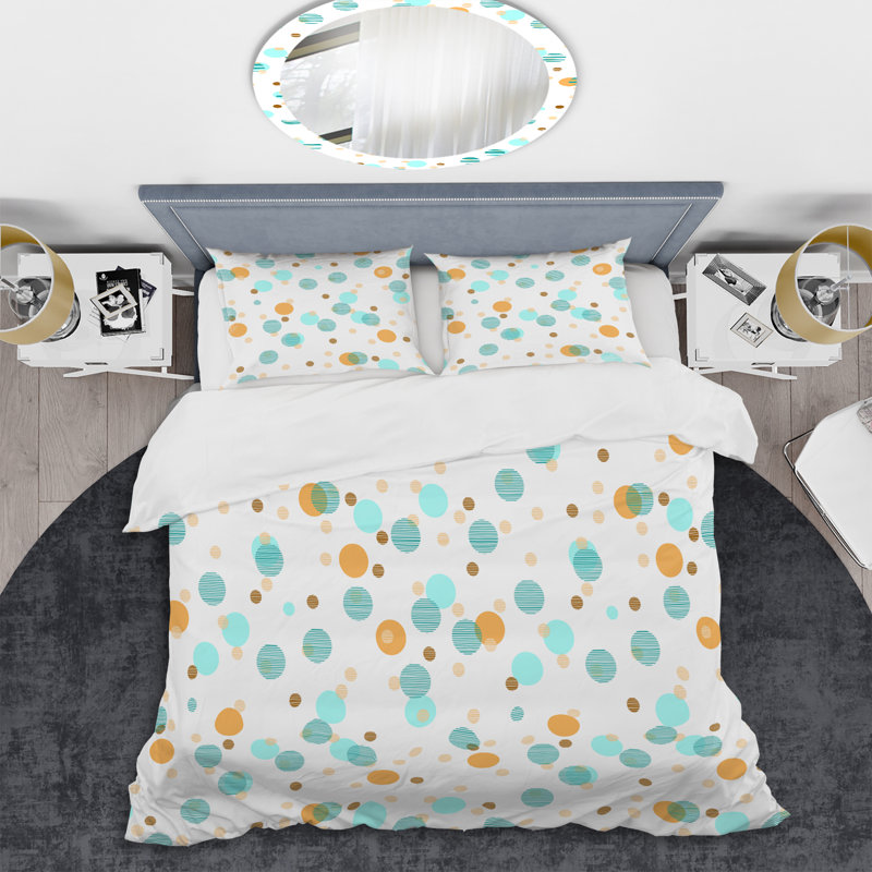 Gold and White Abstract Dot - Abstract Duvet Cover Set - Microfiber Polyester