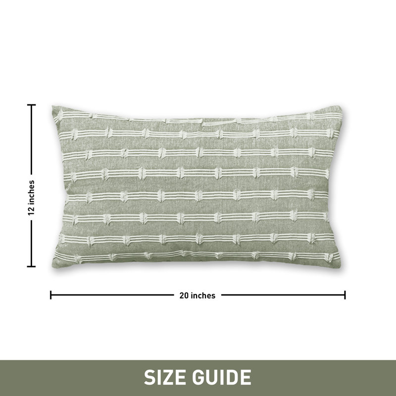 Sage Green and White Cotton Polyester Lumbar Pillow Covers Set of 2