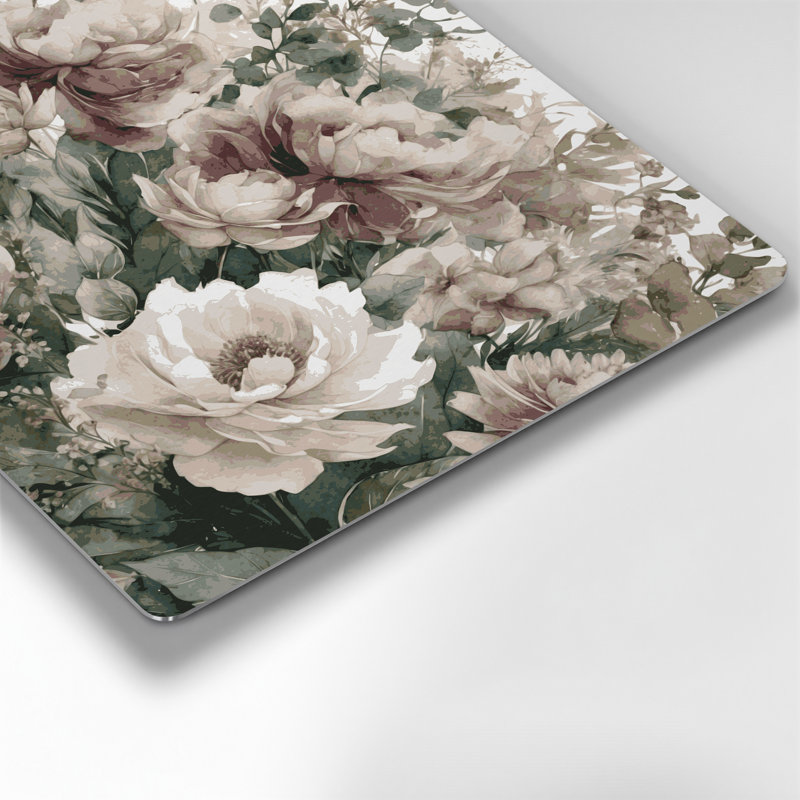 Aquarelle florale, art mural gris en métal 7, H 12 po x l 12 po