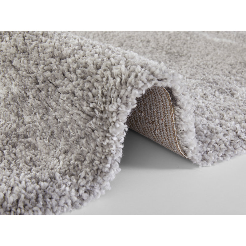 Mayrin Design High Pile Shaggy Grey/White Rug, Rectangle 120 x 170cm
