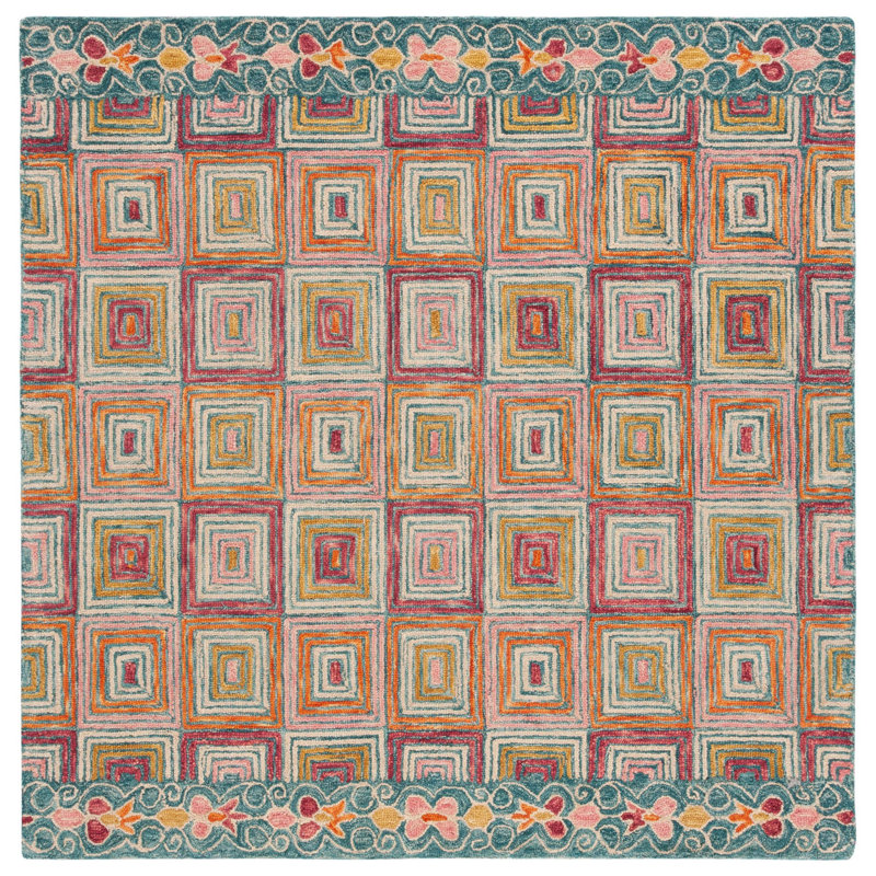 Tapis rose en laine touffeté à la main Deyoung, Carré 6 pi