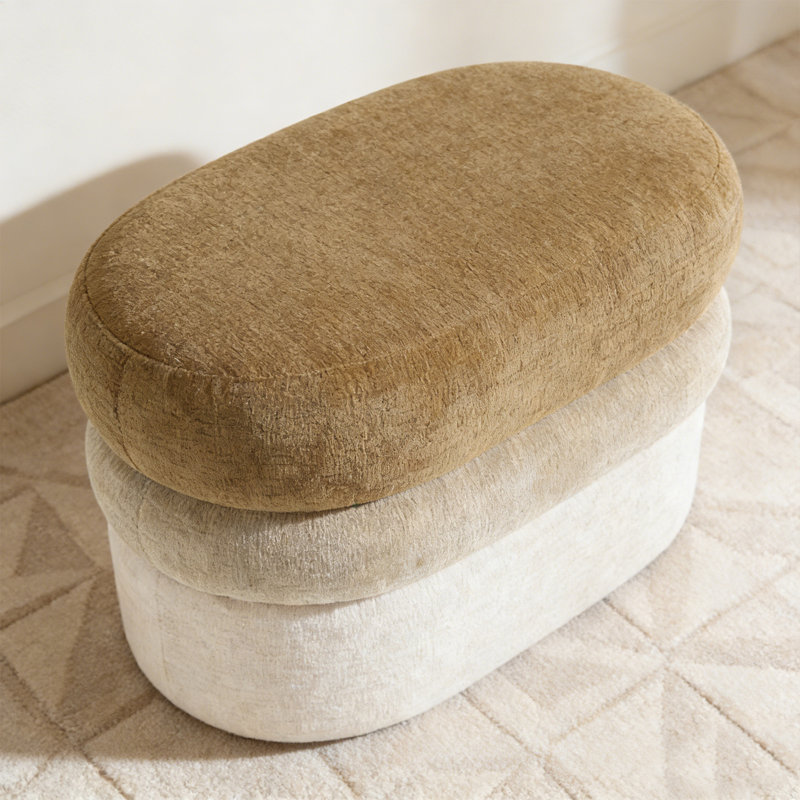 25.2"W Upholstered Ombre Ottoman, Brown/Beige/Ivory