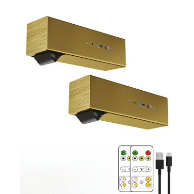 Picture Lights, Metal Rechargeable Lights with 60° Pivoting Head, Remote, Timer, Dimmable Magnetic LED Art Display Lights, 2 Pack, (Gold)