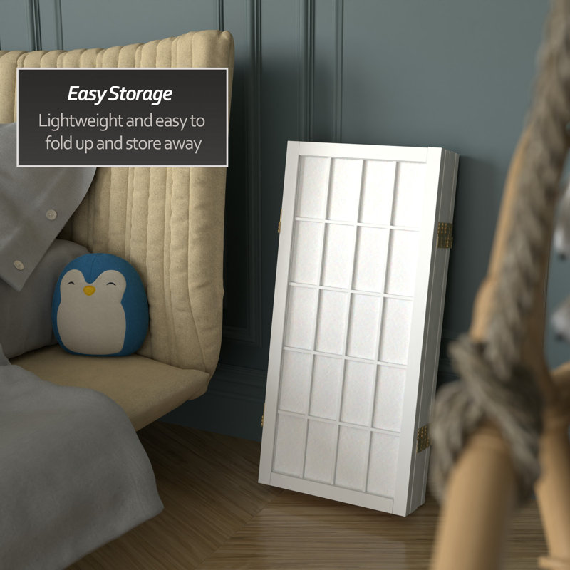Alex 26.5"H Short Folding Screen, 5 Panels, White