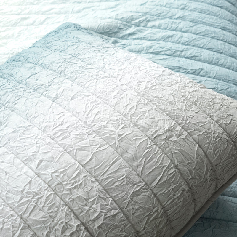 Ensemble de courtepointe en microfibre Crinkle Ombre, Grand, Bleu / gris