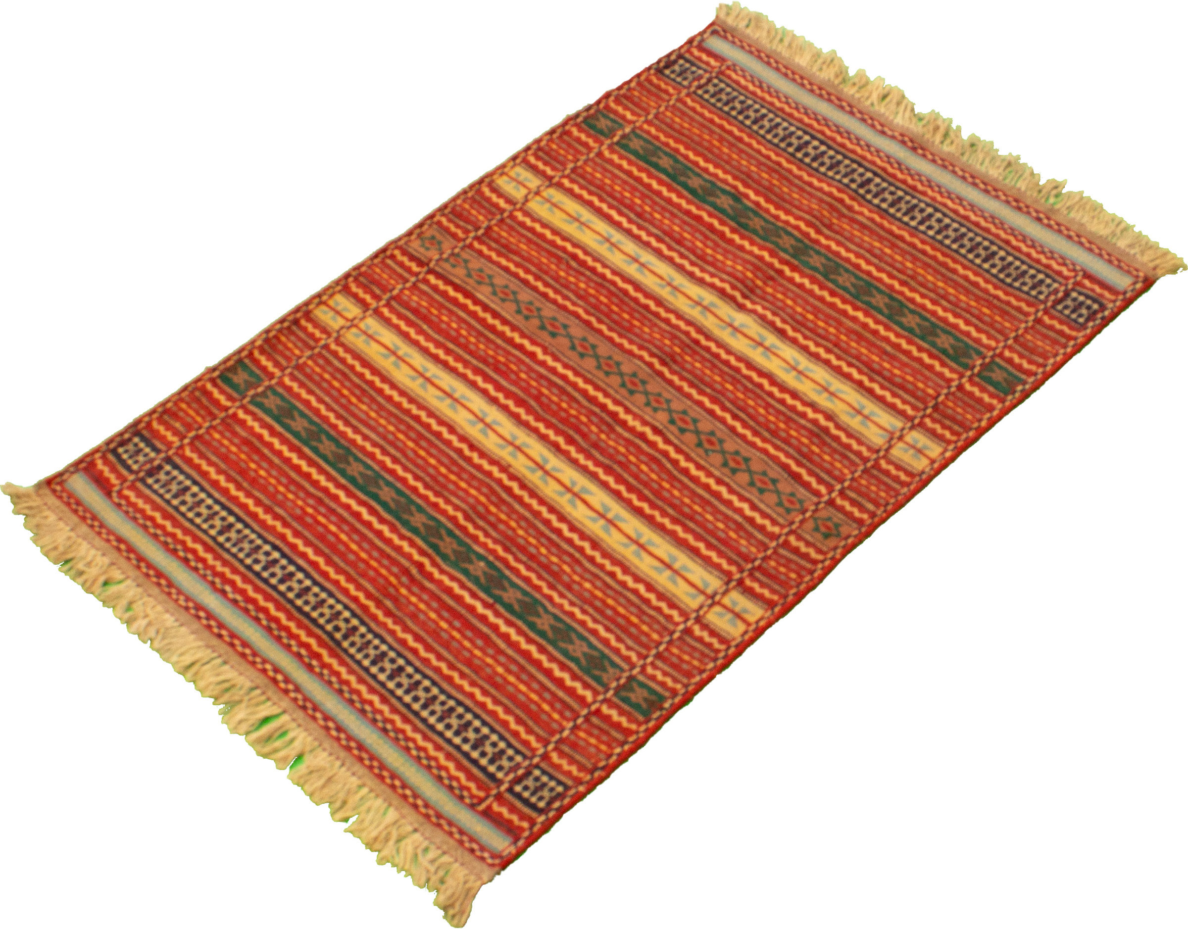 Foundry Select Handmade Kilim Wool Red/Yellow Rug | Wayfair