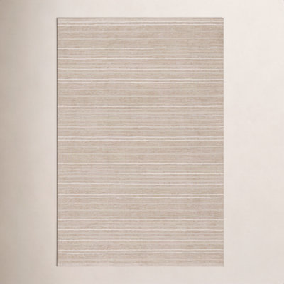 Khaki Striped Flatweave Outdoor Rug