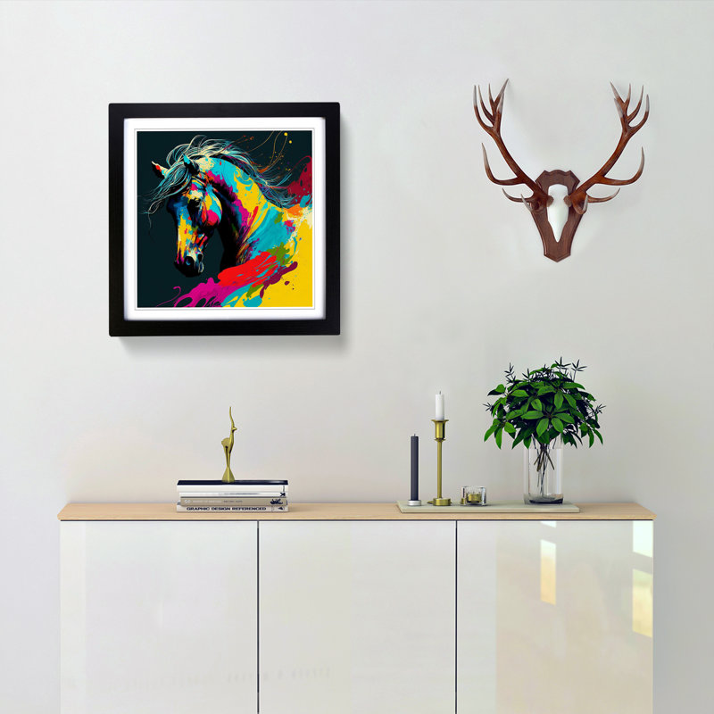 Horse Pop - Single Picture Frame Print on Wood, Black